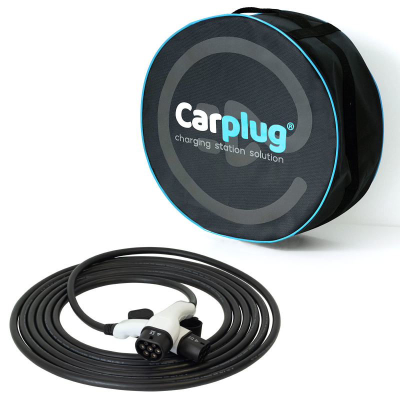 CARPLUG Câble de recharge - Type 2 - Type 2 - 10m - 7,4kW (1 phases 32A) -  T2 T2 + Housse - Câbles Type 2 - Type 2 - Carplug