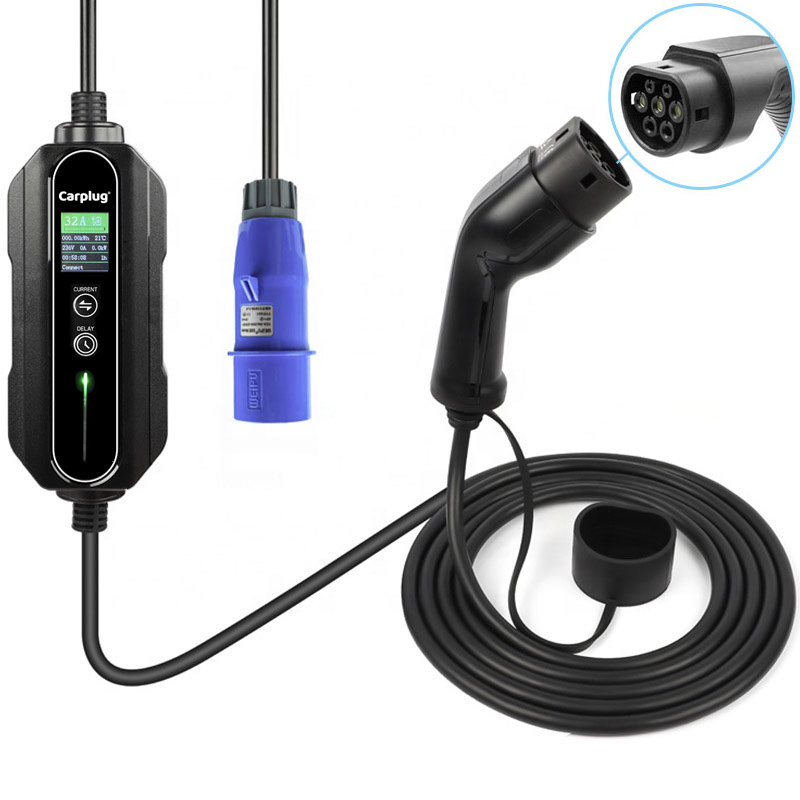 Câble de recharge voiture électrique,Chargeur Portable 7 KW Chargeur  Électrique 220 V Câble Boîtier de