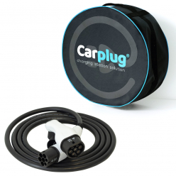 CARPLUG Câble de recharge - Type 2 - Type 2 - 4m - 22kW (3 phases 32A) - T2 T2 + Housse